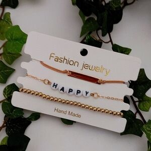 Boho 3 Gold Happy Bracelet Set